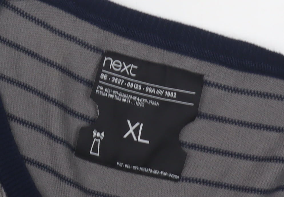 Next Men's Grey Henley Jumper XL Striped Casual