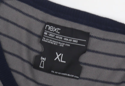 Next Men's Grey Henley Jumper XL Striped Casual