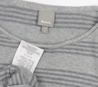 Bench Men's Grey Striped Long Sleeve Shirt L