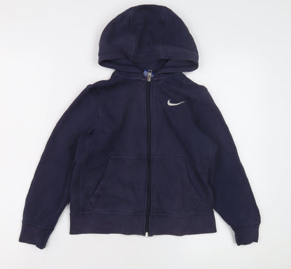 Nike Boys Blue Full Zip Hoodie, Size 8-10, Casual Fleece