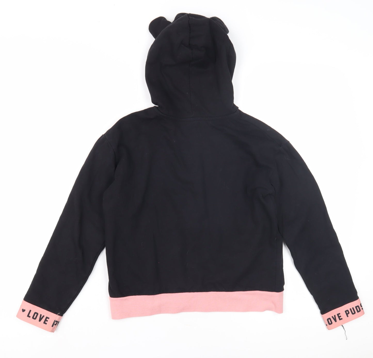 George Girls Black Pullover Hoodie 8-9 Years Graphic Print