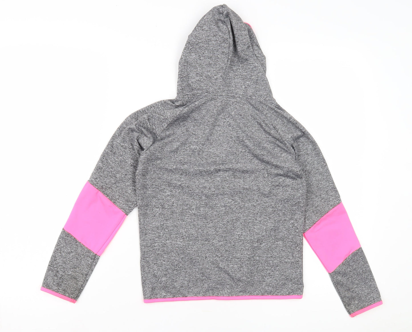 Active Girls Grey Pink Full Zip Hoodie, 8 Years, Gym & Training