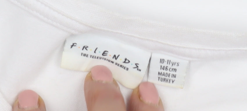 Friends Kids White Graphic T-Shirt Unisex 10-11 Years Casual