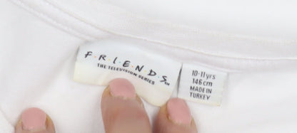 Friends Kids White Graphic T-Shirt Unisex 10-11 Years Casual