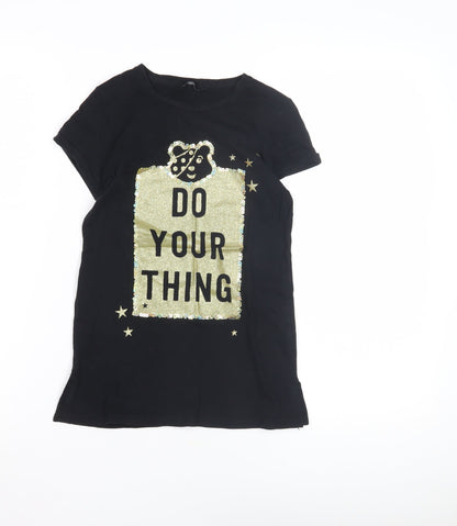 George Girls Black Motivational Graphic T-Shirt 7-8 Years
