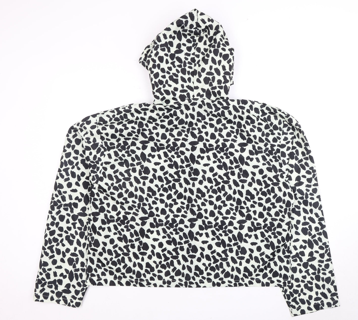 Boohoo Women's Black White Animal Print Hooded Jacket