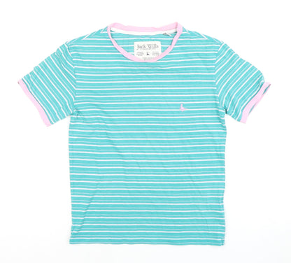 Jack Wills Women's Blue Striped T-Shirt Size 6