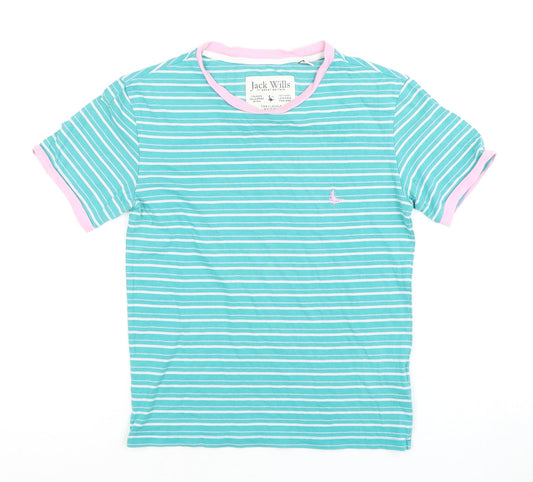 Jack Wills Women's Blue Striped T-Shirt Size 6