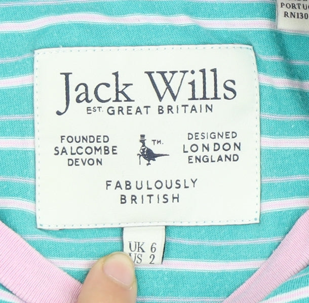 Jack Wills Women's Blue Striped T-Shirt Size 6