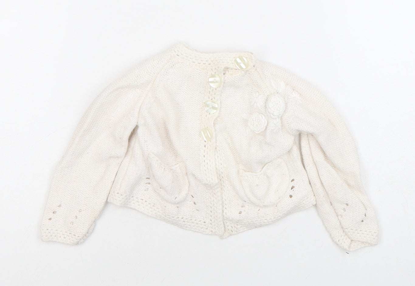 Mayern Unisex Ivory Cardigan 6-9M with Button Closure