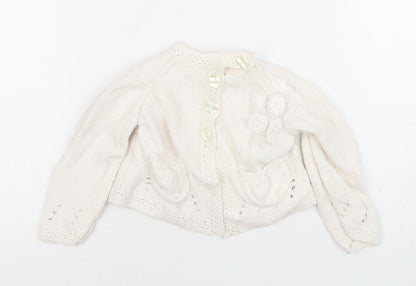 Mayern Unisex Ivory Cardigan 6-9M with Button Closure