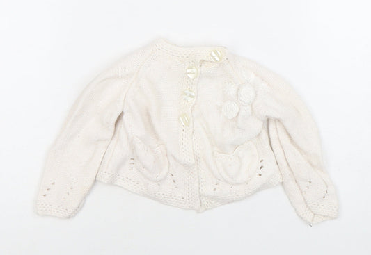Mayern Unisex Ivory Cardigan 6-9M with Button Closure