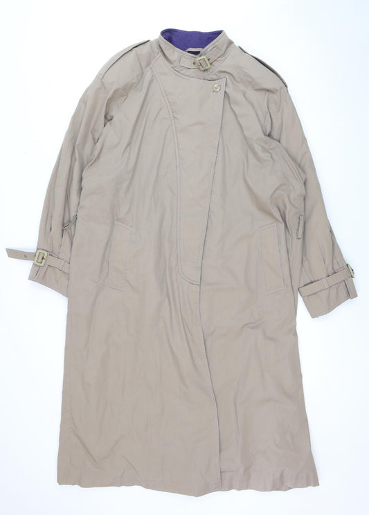 C&A Women's Beige Long Coat, Size 16, Buckle Detail