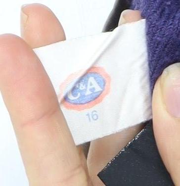 C&A Women's Beige Long Coat, Size 16, Buckle Detail