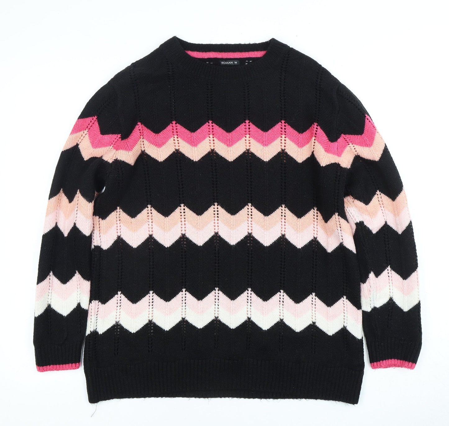 Womens UK Size 14 Roman Black Pullover Jumper
