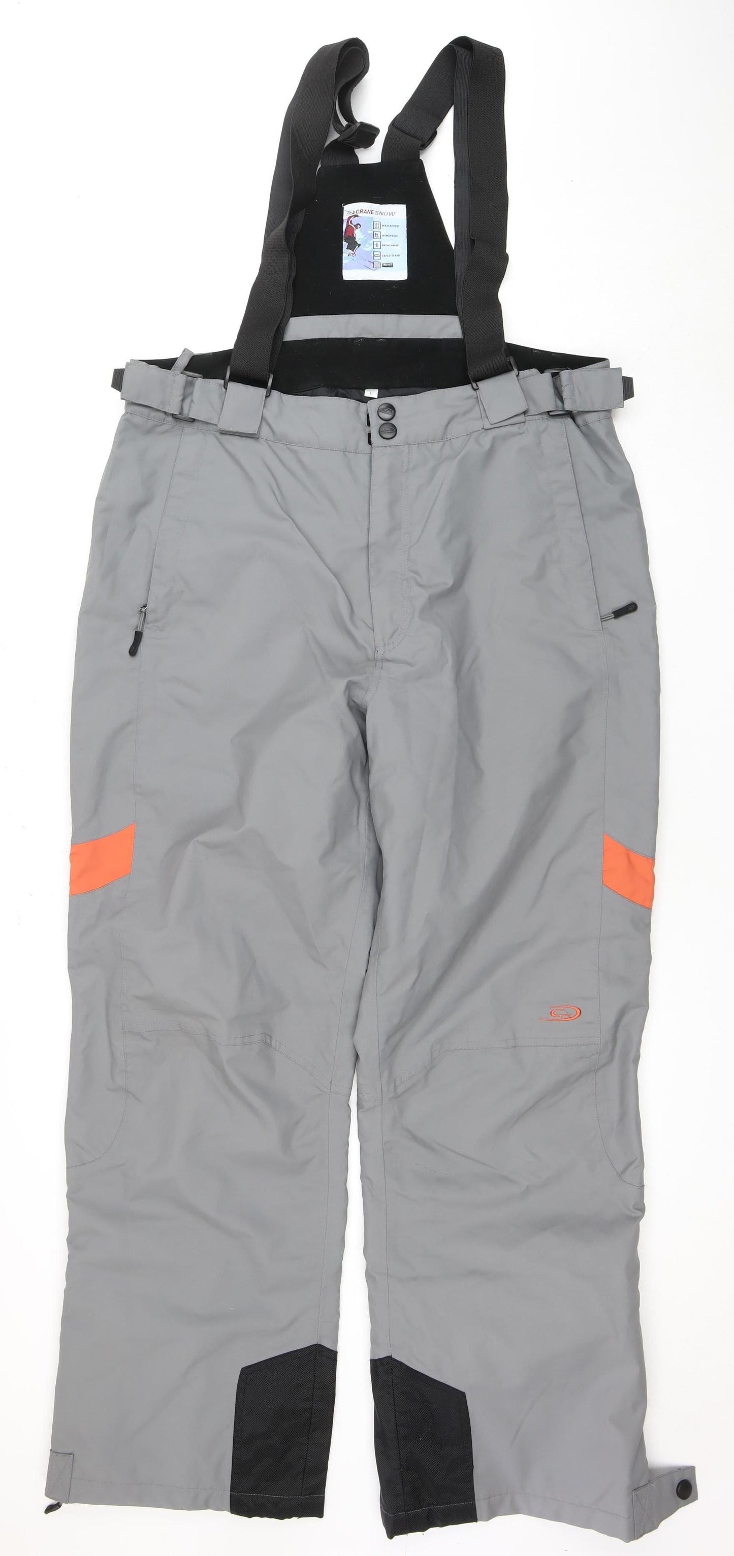 Crane Men's Grey Snow Pants - L, Waterproof & Breathable
