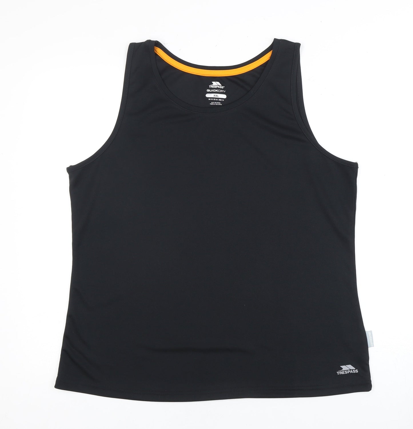 Trespass Unisex Black Gym Tank Top 2XL Quick Dry