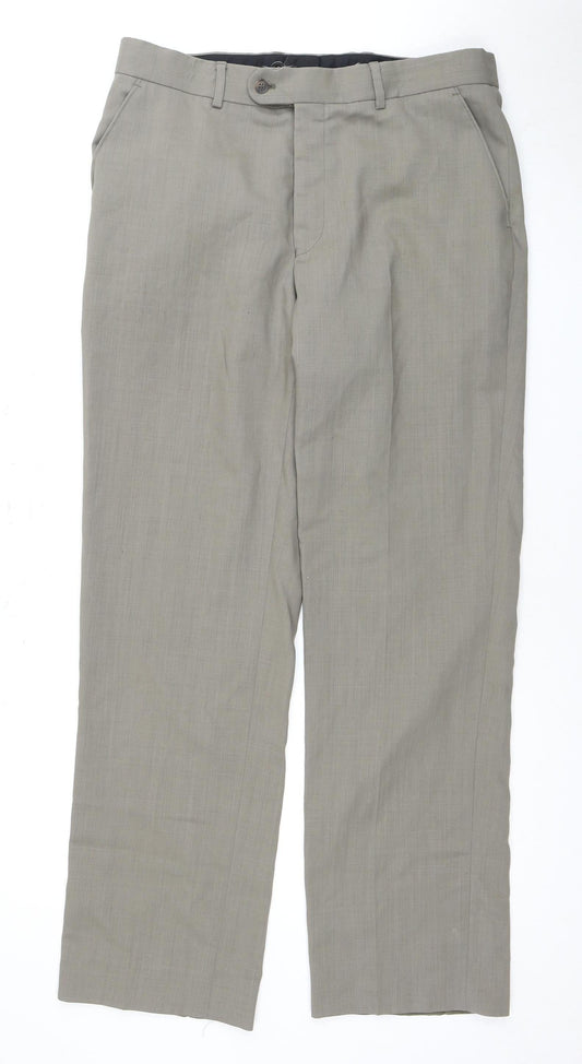 Jeff Banks Men's Grey Wool Trousers, L, Travel