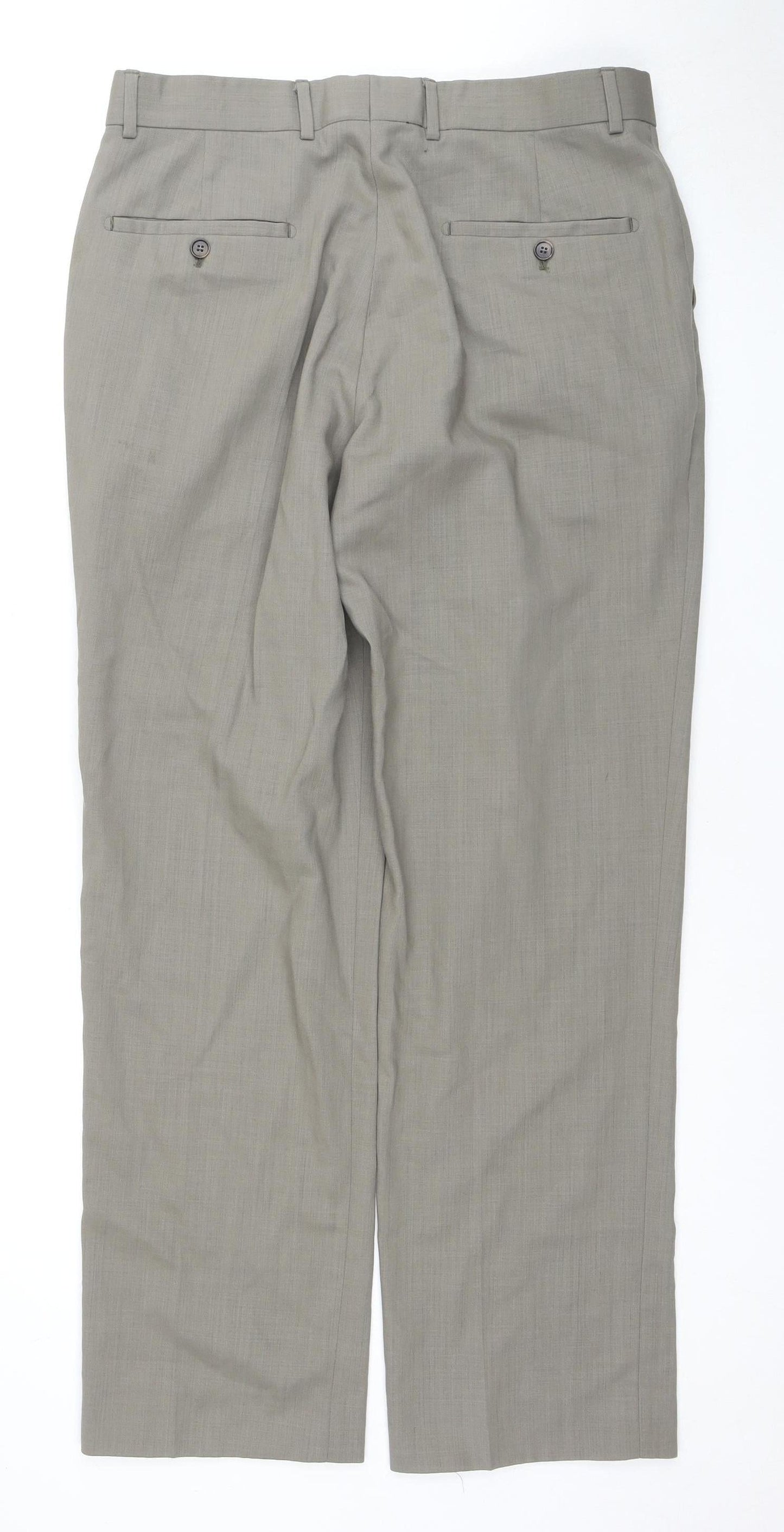 Jeff Banks Men's Grey Wool Trousers, L, Travel