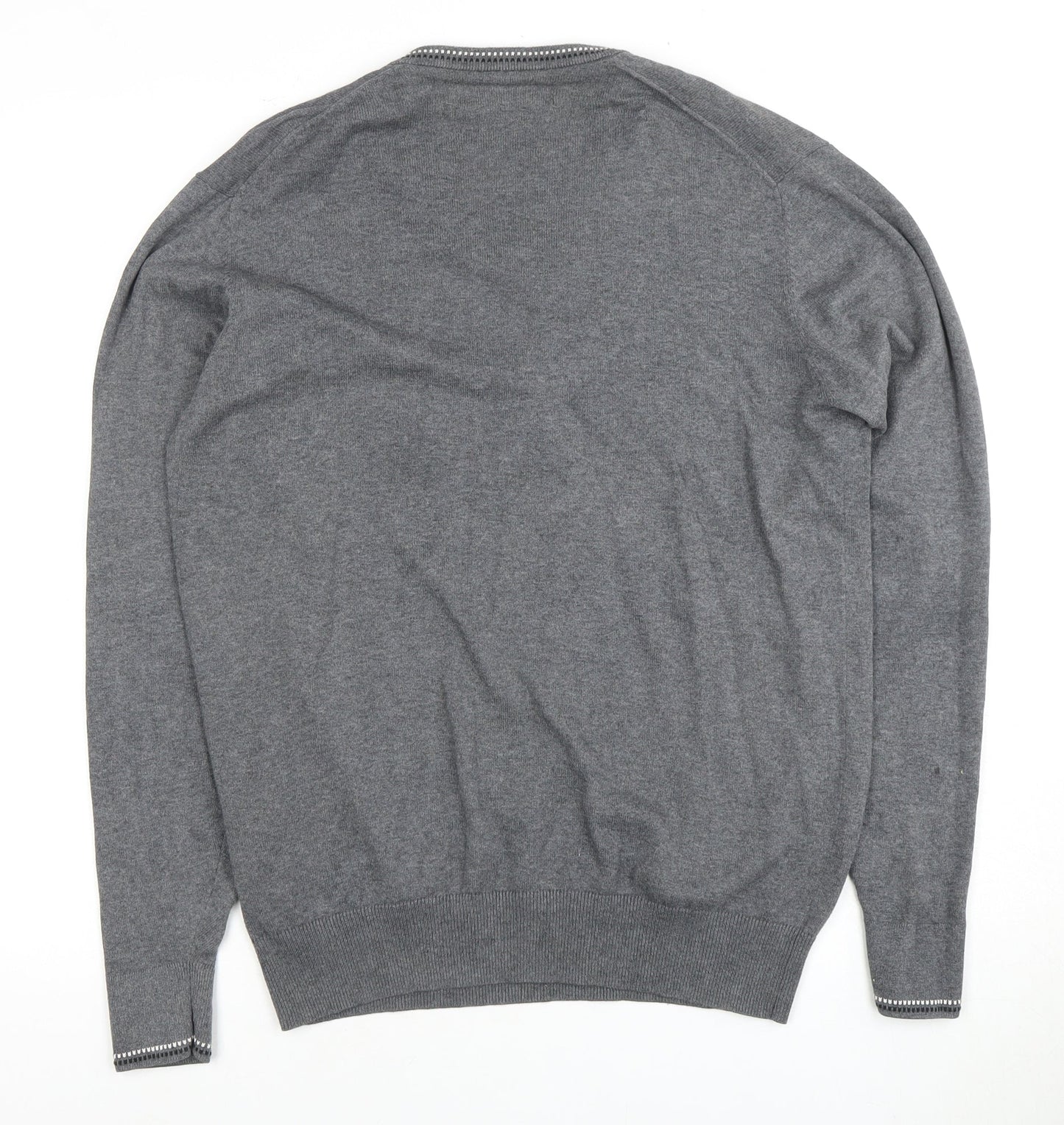 Ben Sherman Men's Grey V-Neck Jumper, Size Medium.