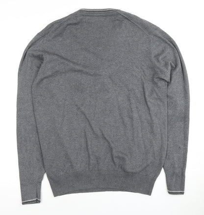 Ben Sherman Men's Grey V-Neck Jumper, Size Medium.