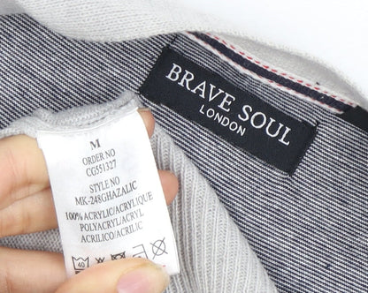 Brave Soul Men's Ivory Cardigan M V-Neck Lightweight