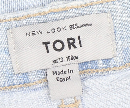 New Look Girls' Blue Ripped Straight Denim Jeans, Size 13