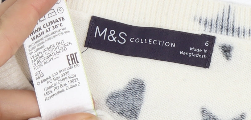 Womens UK Size 6 Marks and Spencer White Pullover Jumper