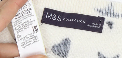 Womens UK Size 6 Marks and Spencer White Pullover Jumper