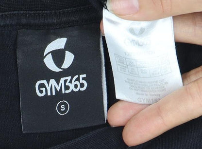 GYM365 Men's Black Cotton T-Shirt - Small