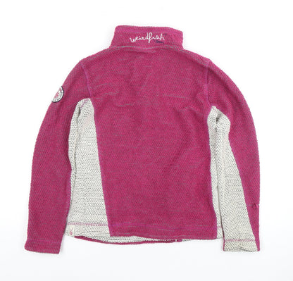 Weird Fish Girls Pink 1/4 Zip Sweatshirt Size 11-12 Bouclé