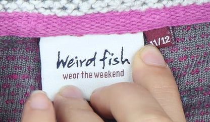 Weird Fish Girls Pink 1/4 Zip Sweatshirt Size 11-12 Bouclé