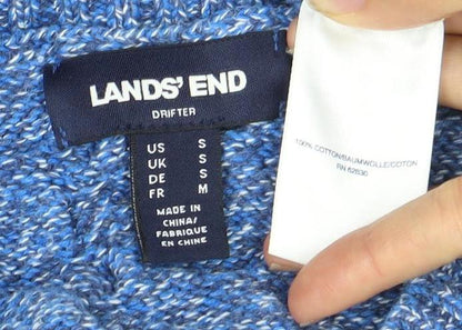 Lands' End Men's Blue V-Neck Pullover Jumper M