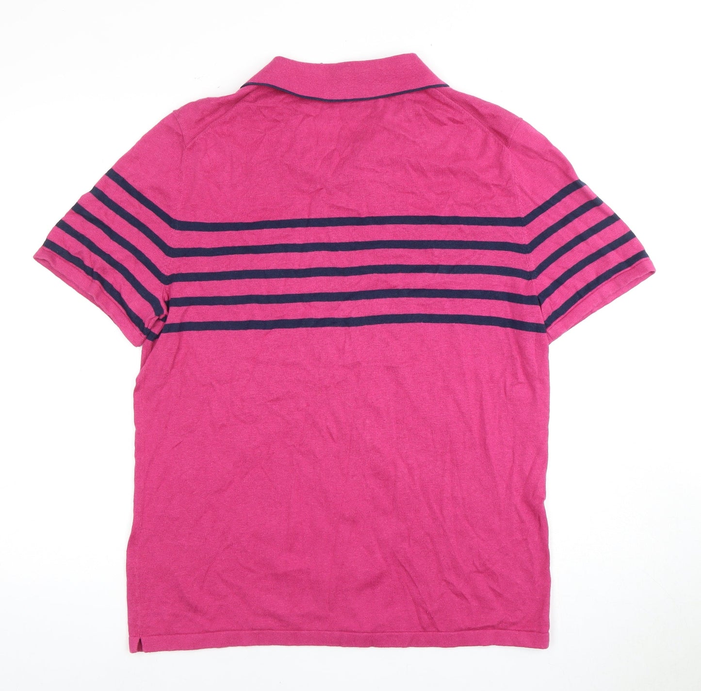Boden Women's Pink Polo Shirt, L, Cotton, Striped, Casual