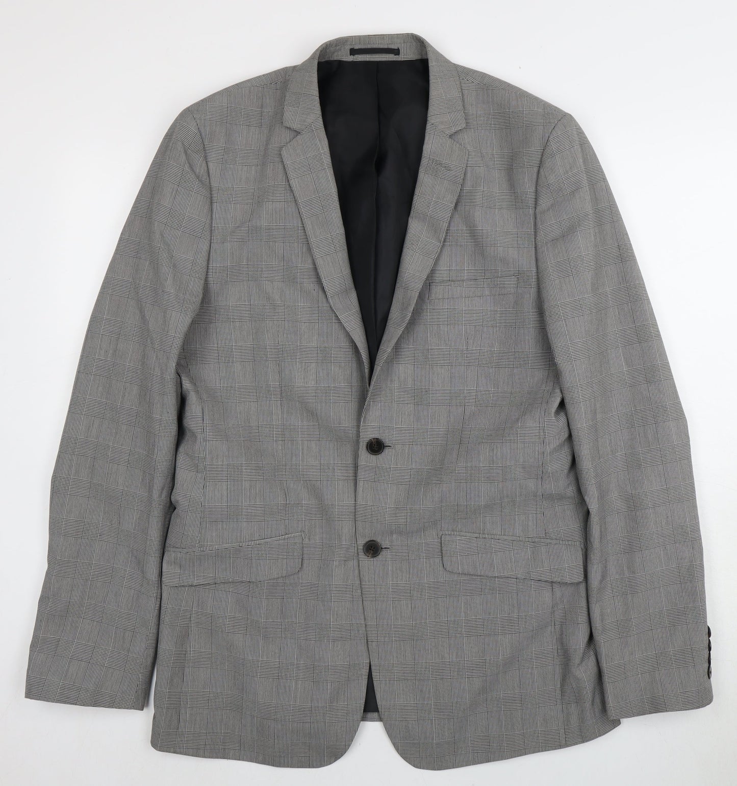 Jack Reid Men's Grey Check Slim Fit Blazer