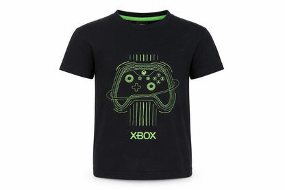 Front view of Xbox boys’ black graphic t-shirt, age 8, gaming style