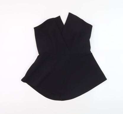 Womens UK Size 10 River Island Black Wrap Blouse