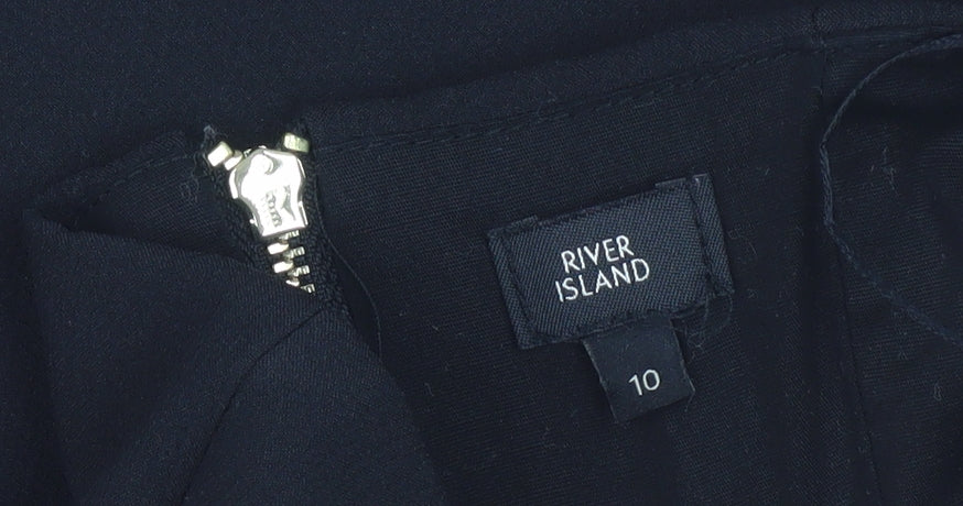 Womens UK Size 10 River Island Black Wrap Blouse