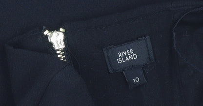Womens UK Size 10 River Island Black Wrap Blouse