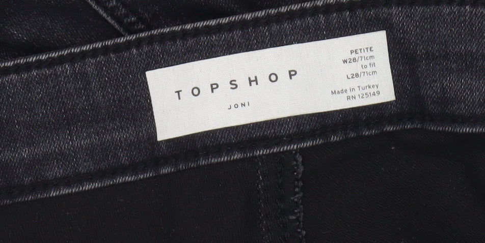Unisex Adultss UK Size 28 Topshop Regular Fit Skinny Black Jeans