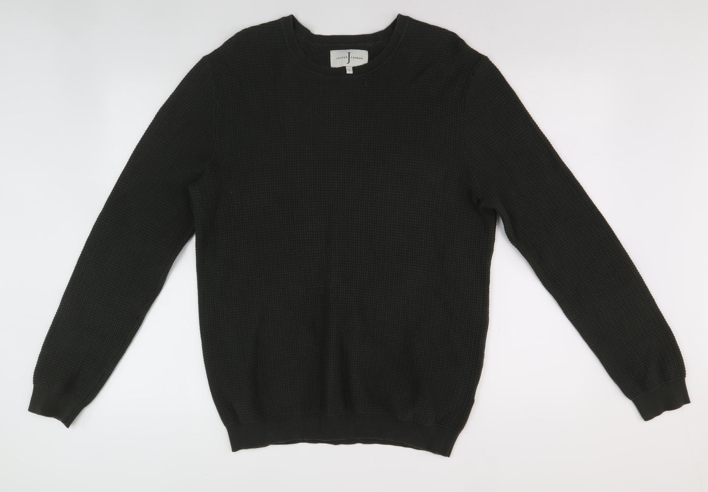 Jasper Conran Men's Black Pullover Jumper, Size L, Classic Waffle Knit