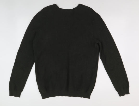 Jasper Conran Men's Black Pullover Jumper, Size L, Classic Waffle Knit