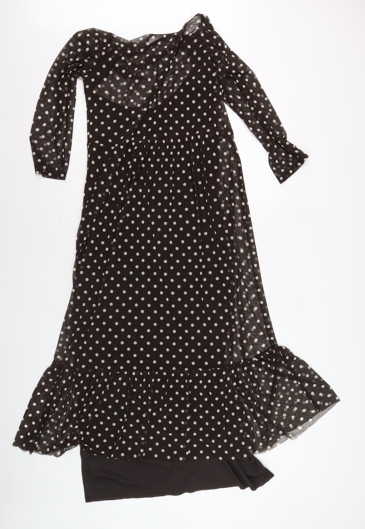 Connected Apparel Women's Black Polka Dot Dress 10