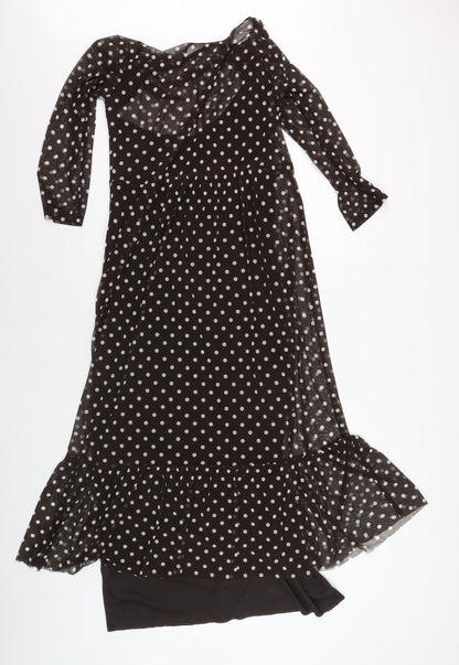 Connected Apparel Women's Black Polka Dot Dress 10