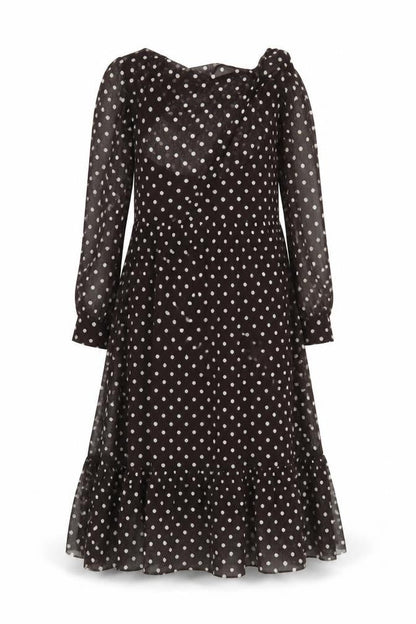 Connected Apparel Women's Black Polka Dot Dress 10