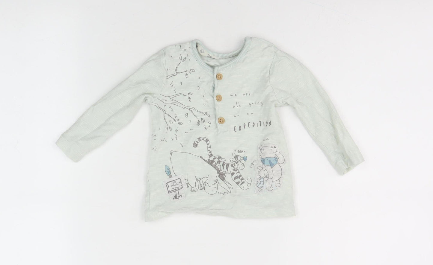 Disney Unisex Baby Blue T-Shirt 3-6M - Cute Pooh Graphic