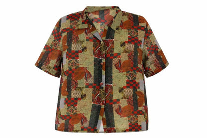 Women's Multicoloured Patchwork Blouse, Size 18