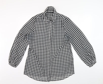 Womens UK Size 14 SOSANDAR Black Basic Button-Up