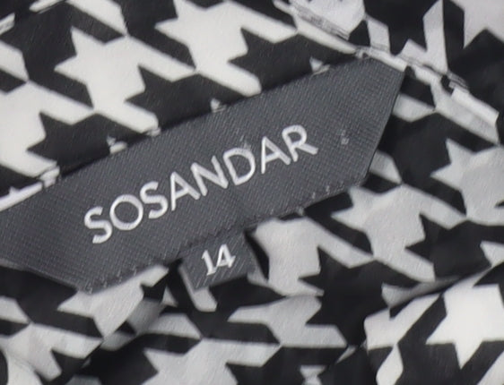 Womens UK Size 14 SOSANDAR Black Basic Button-Up