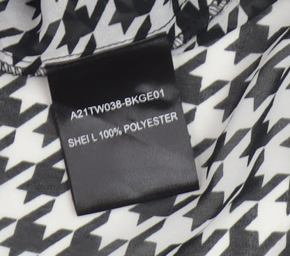 Womens UK Size 14 SOSANDAR Black Basic Button-Up